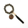 Wholesale Unisex Retro Handmade Leopard Spotted Wood Bead Bracelet Keychain