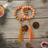 Wholesale Unisex Retro Handmade Leopard Spotted Wood Bead Bracelet Keychain