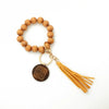 Wholesale Unisex Retro Handmade Leopard Spotted Wood Bead Bracelet Keychain