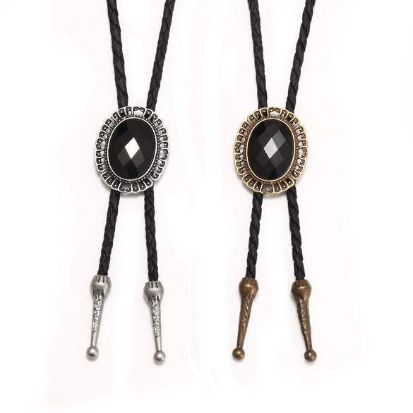 Wholesale Unisex Retro Hip Hop Leather Necklace With Alloy Pendant And Plaid Geometric Pattern