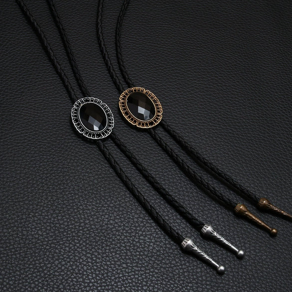 Wholesale Unisex Retro Hip Hop Leather Necklace With Alloy Pendant And Plaid Geometric Pattern