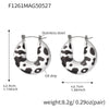 Wholesale Unisex Retro Leopard Print Polka Dot Geometric Stainless Steel And Resin Electroplated Earrings