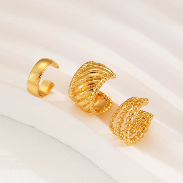 Wholesale Unisex Retro Minimalist Geometric Cshaped Copper Electroplated Ear Clips For Men And Women