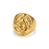 Wholesale Unisex Retro Palace Style Geometric Titanium Steel Electroplated Concaveconvex Texture Ring