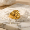 Wholesale Unisex Retro Palace Style Geometric Titanium Steel Electroplated Concaveconvex Texture Ring