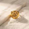 Wholesale Unisex Retro Palace Style Geometric Titanium Steel Electroplated Concaveconvex Texture Ring
