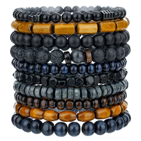 Wholesale Unisex Retro Simple Multilayer Stacked Handstring With Turquoise Wooden Beads Manual Design