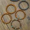 Wholesale Unisex Retro Simple Multilayer Stacked Handstring With Turquoise Wooden Beads Manual Design