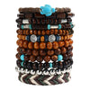 Wholesale Unisex Retro Simple Multilayer Stacked Handstring With Turquoise Wooden Beads Manual Design