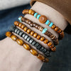 Wholesale Unisex Retro Simple Multilayer Stacked Handstring With Turquoise Wooden Beads Manual Design