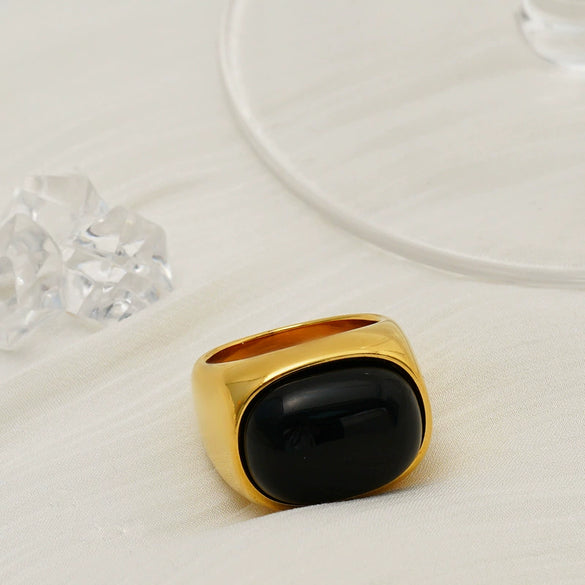 Wholesale Unisex Retro Square Stainless Steel 18K Goldplated Ring