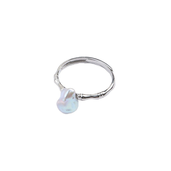 Wholesale Unisex Retro Style Alien Shape Freshwater Pearl 925 Silver Ring