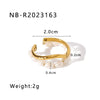 Wholesale Unisex Retro Style Natural Pearl Pendant With 18K Furnace Vacuum Plated Hollow Ring Opening Adjustable Made Of Stainless Steel Geometric Pattern