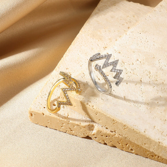 Wholesale Unisex Ring Copper 18K Gold Plated Geometric Irregular Set With Diamonds