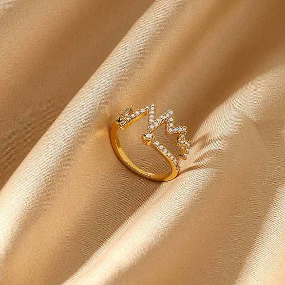 Wholesale Unisex Ring Copper 18K Gold Plated Geometric Irregular Set With Diamonds