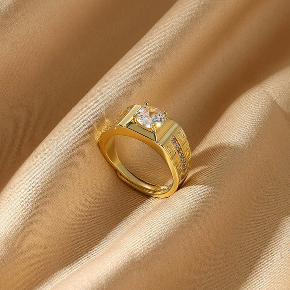 Wholesale Unisex Ring Copper 18K Gold Plated Geometric Irregular Set With Diamonds