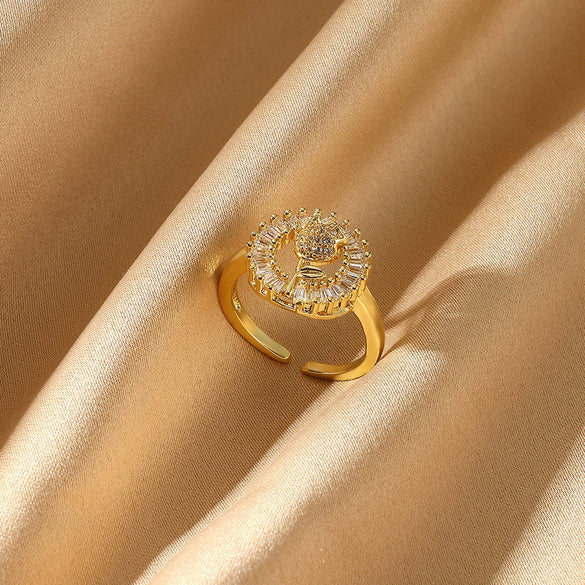 Wholesale Unisex Ring Copper 18K Gold Plated Geometric Irregular Set With Diamonds