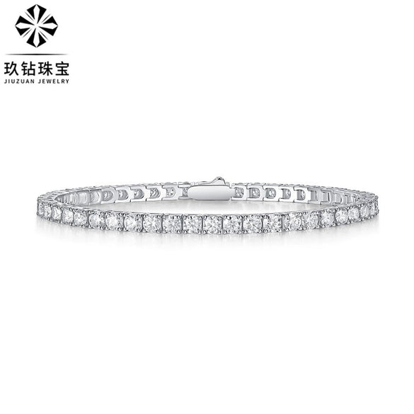 Wholesale Unisex S925 Silver Moissanite Geometric Sweet Style Inlaid Tennis Bracelet
