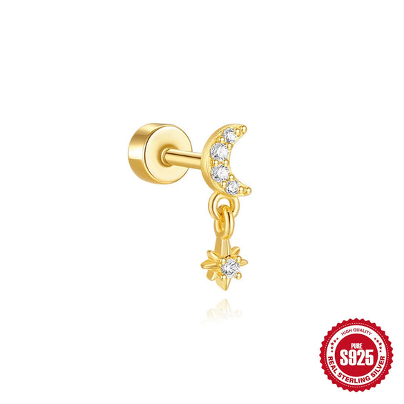 Wholesale Unisex S925 Sterling Silver Christmas Bell Geometric Cylindrical Spiral Piercing Earrings With Environmentally Friendly Plating