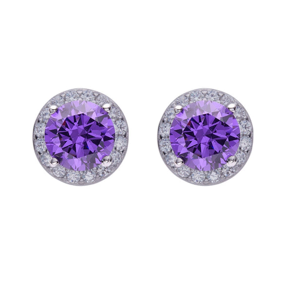 Wholesale Unisex S925 Sterling Silver Geometric Zircon Birthstone Earrings