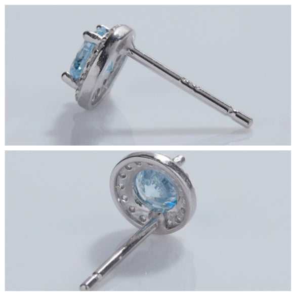 Wholesale Unisex S925 Sterling Silver Geometric Zircon Birthstone Earrings