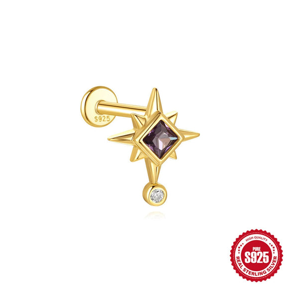 Wholesale Unisex S925 Sterling Silver Love Tassel Flat Head Piercing Thread Ear Nails With Sunflower Star Design And Environmentally Friendly Plating