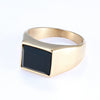 Wholesale Unisex Simple Black Gemstone Geometric Stainless Steel Ring With Polish Finish