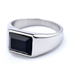 Wholesale Unisex Simple Black Gemstone Geometric Stainless Steel Ring With Polish Finish