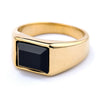 Wholesale Unisex Simple Black Gemstone Geometric Stainless Steel Ring With Polish Finish