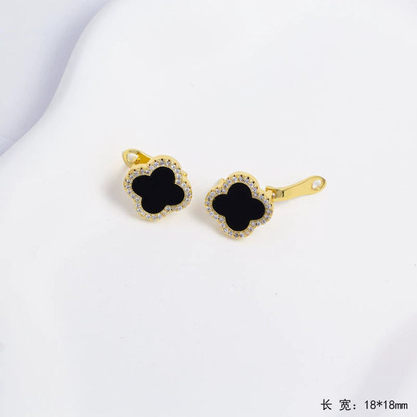 Wholesale Unisex Simple Design Copper Electroplated Fourpetal Flower Shape Earrings