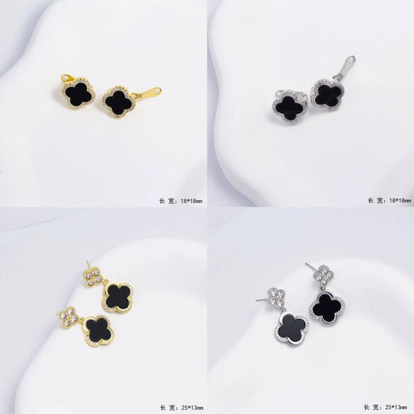 Wholesale Unisex Simple Design Copper Electroplated Fourpetal Flower Shape Earrings