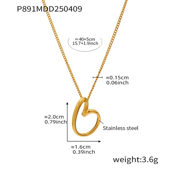 Wholesale Unisex Simple Geometric Ferris Wheel Asymmetrical Heart Pendant Necklace Made Of Titanium Steel With Electroplating Design