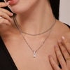 Wholesale Unisex Simple Geometric Ferris Wheel Rectangular Zircon Necklace In Titanium Steel With Electroplating