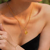 Wholesale Unisex Simple Geometric Ferris Wheel Sunflower Peach Heart Dropshaped Electroplated Titanium Steel Pendant Necklace
