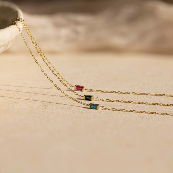 Wholesale Unisex Simple Geometric Square Zircon Twelve Birthstone 18K Plated Titanium Steel Ochain Bracelet