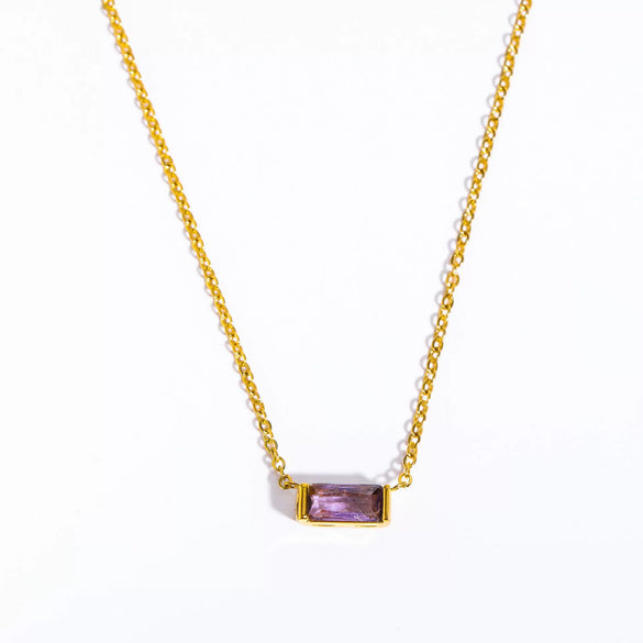 Wholesale Unisex Simple Geometric Square Zircon Twelve Birthstone 18K Plated Titanium Steel Ochain Bracelet