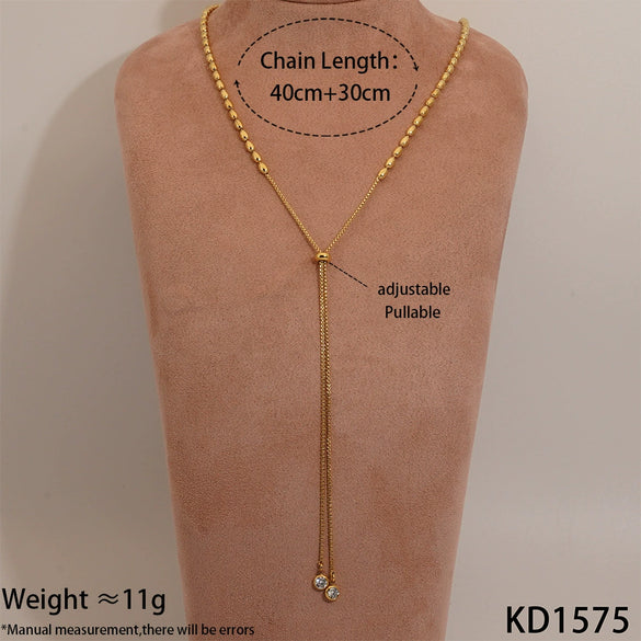 Wholesale Unisex Simple Geometric Stainless Steel Ball Bead And O Word Chain Jewelry Set With Electroplating