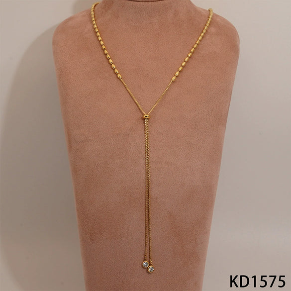 Wholesale Unisex Simple Geometric Stainless Steel Ball Bead And O Word Chain Jewelry Set With Electroplating