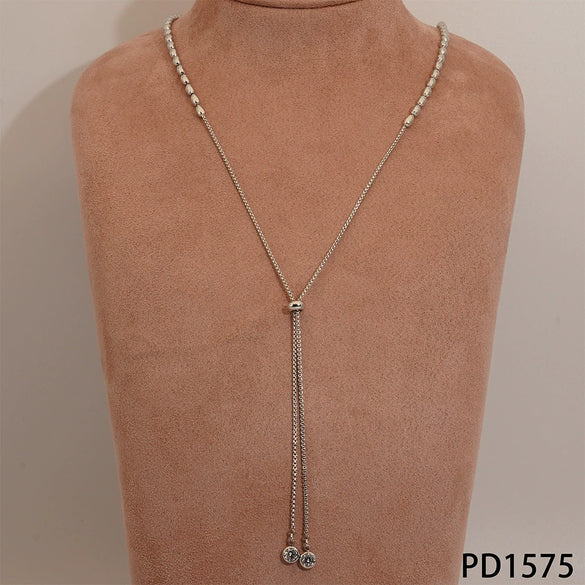 Wholesale Unisex Simple Geometric Stainless Steel Ball Bead And O Word Chain Jewelry Set With Electroplating