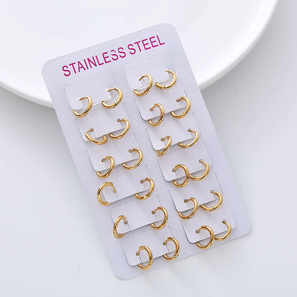 Wholesale Unisex Simple Geometric Stainless Steel Electroplated Closed Plain Hoop Earrings