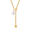 Wholesale Unisex Simple Geometric Titanium Steel Electroplated Necklace With Snake Chain And Round Bead Tassel Pendant