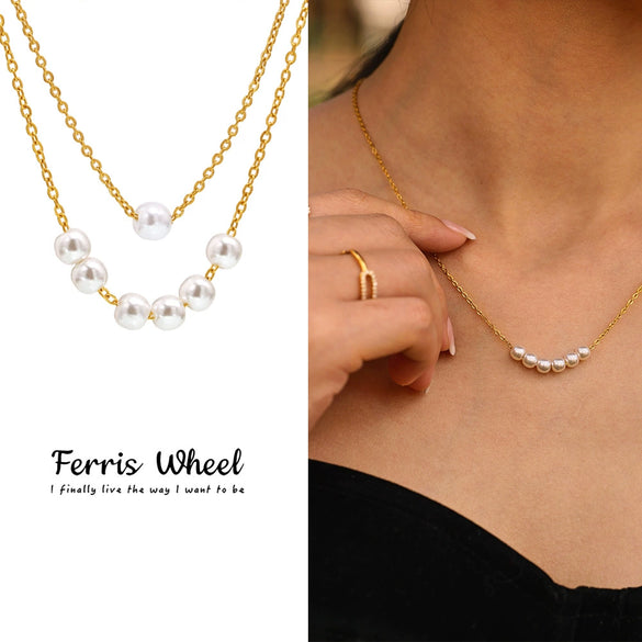 Wholesale Unisex Simple Geometric Titanium Steel Ferris Wheel Electroplated Clavicle Necklace