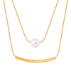 Wholesale Unisex Simple Geometric Titanium Steel Goldplated Bead Pendant Doublelayer Stacked Necklace