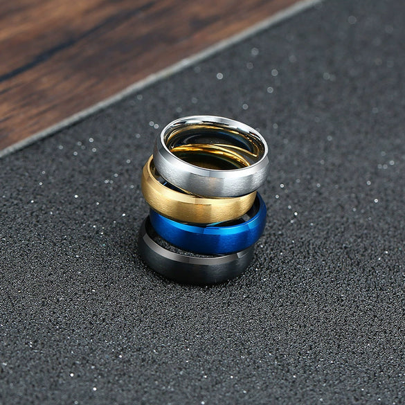 Wholesale Unisex Simple Geometric Ushape Titanium Steel Glossy Finger Ring With Electroplating
