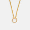 Wholesale Unisex Simple Heart Shape Copper Electroplated Necklace With White Zircon Pendant And String Of Pearls Chain