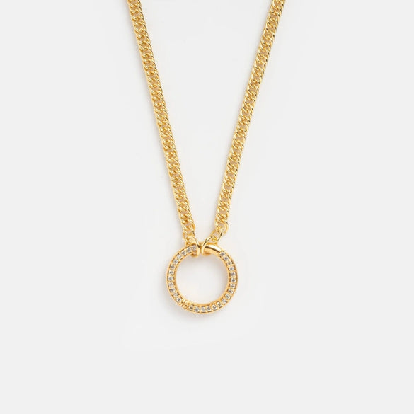 Wholesale Unisex Simple Heart Shape Copper Electroplated Necklace With White Zircon Pendant And String Of Pearls Chain