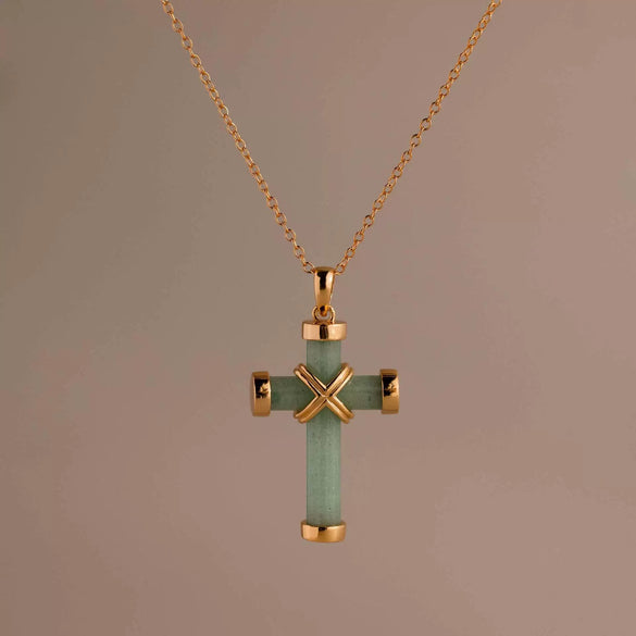 Wholesale Unisex Simple Heart Shape Cross Water Drop Pendant Paper Clip Necklace With String Of Pearls Chain Copper Electroplated Gold Color Retention