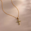 Wholesale Unisex Simple Heart Shape Cross Water Drop Pendant Paper Clip Necklace With String Of Pearls Chain Copper Electroplated Gold Color Retention