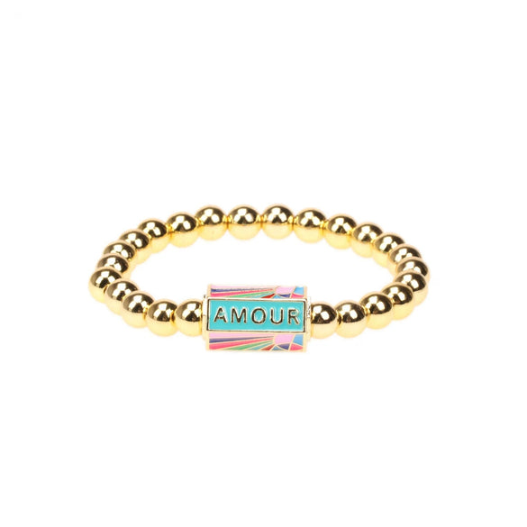 Wholesale Unisex Simple Letter Enamel Oil Dropping Metal Bead Multi Layer Stacked Bracelet