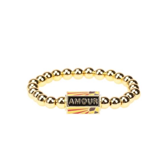 Wholesale Unisex Simple Letter Enamel Oil Dropping Metal Bead Multi Layer Stacked Bracelet